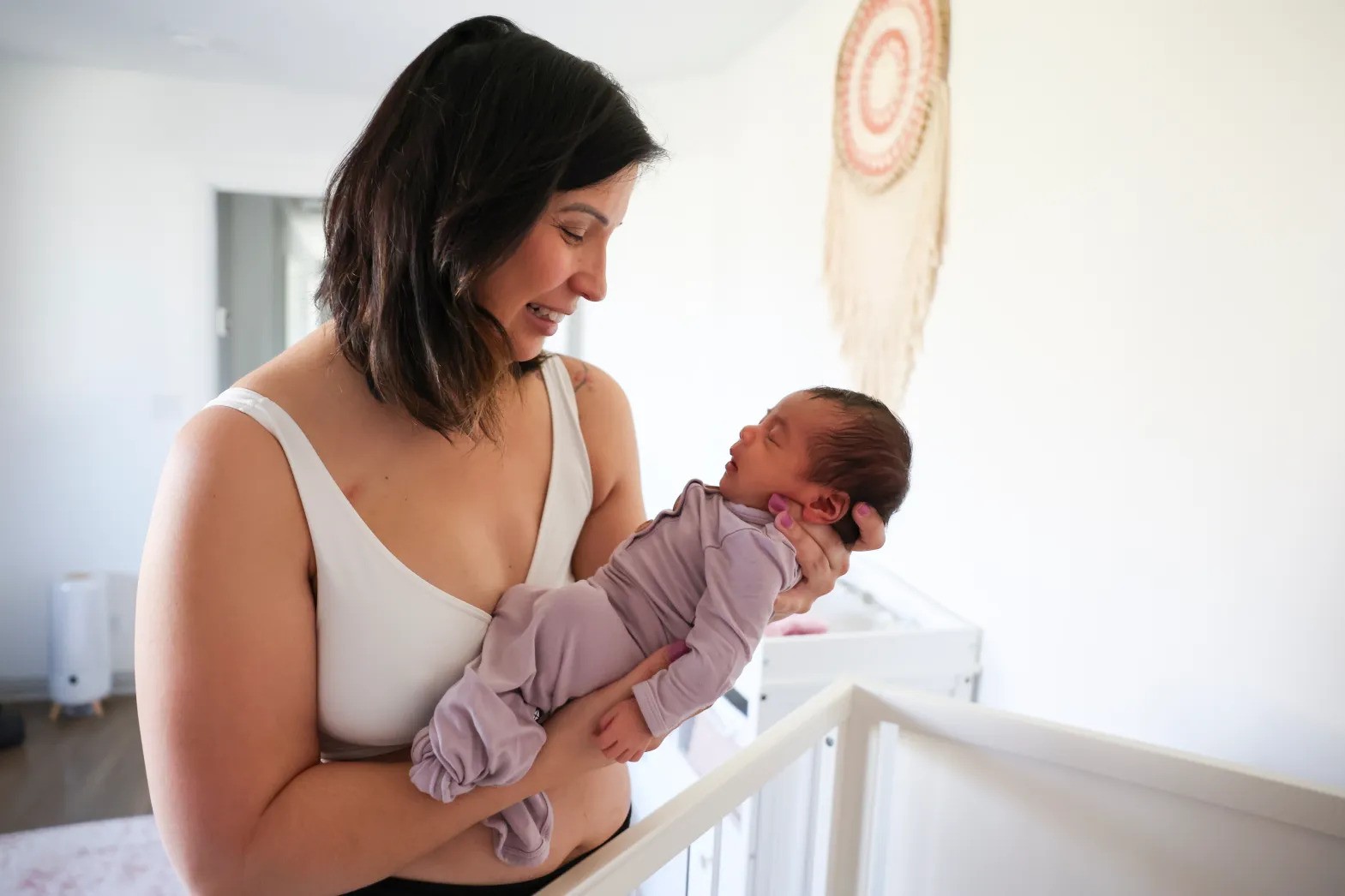 Woman holding a baby