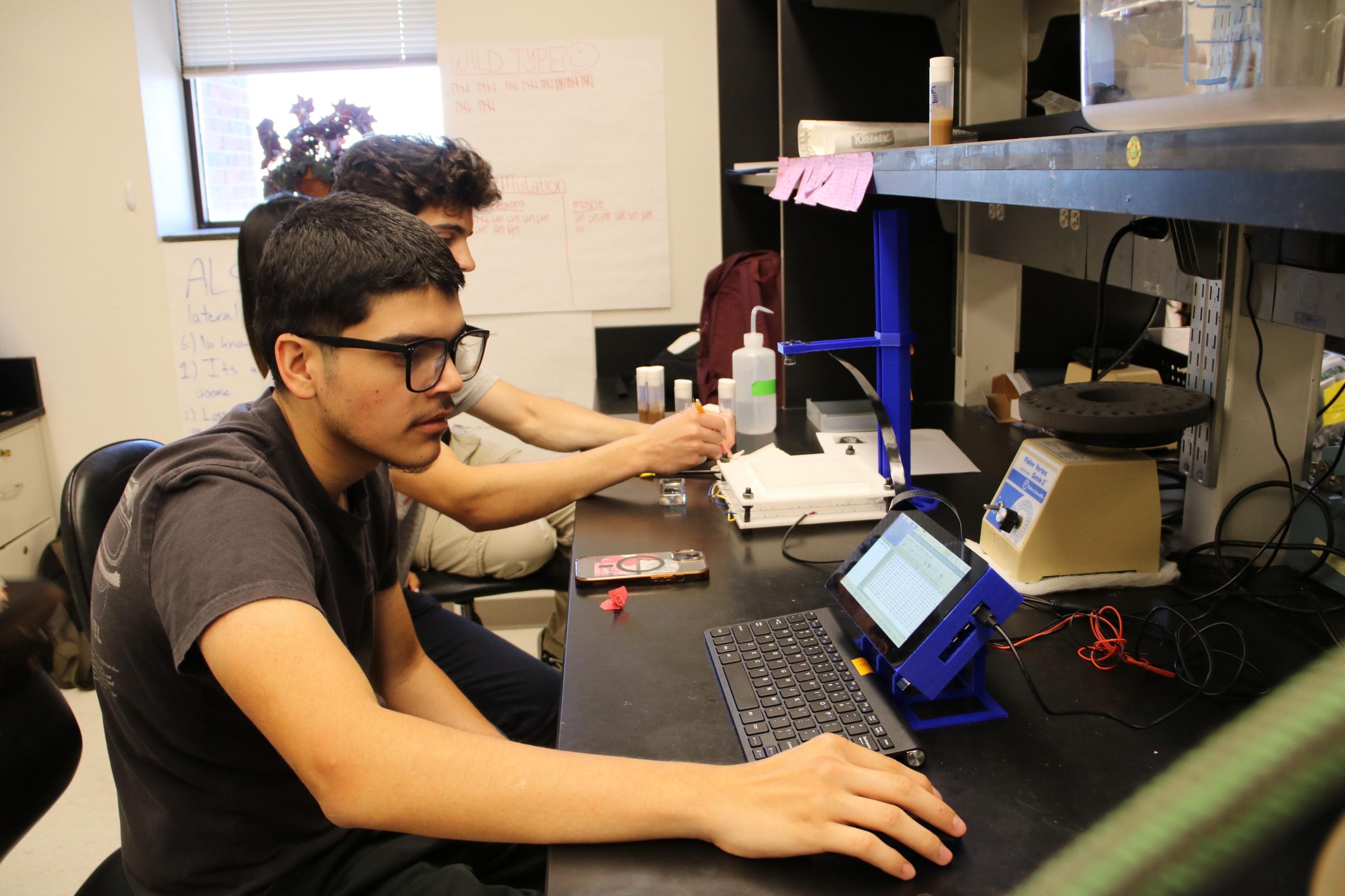 Student looking at computer