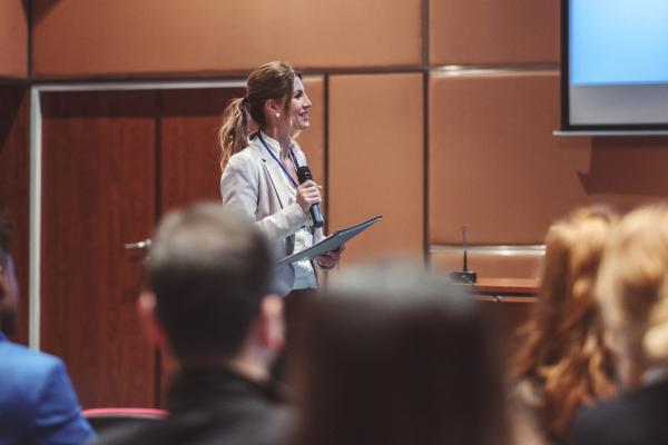 Woman Presenting Information